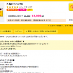 外為ジャパンFXで14,000ポイント(12,600マイル相当)をゲット